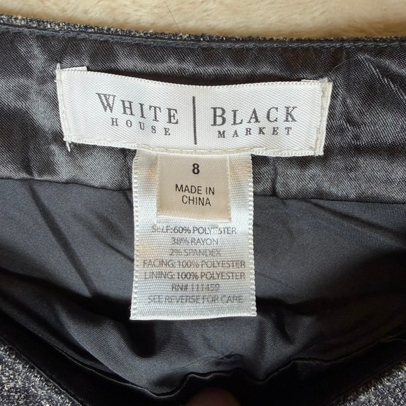 White House Black Market A Line Midi Skirt Dark Wash Wht Stitch 8 Pleated Front - Picture 2 of 6